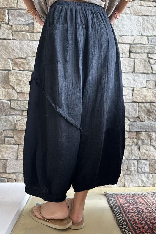 Tasha Cushion Cotton Driftwood Bloom Pant Black